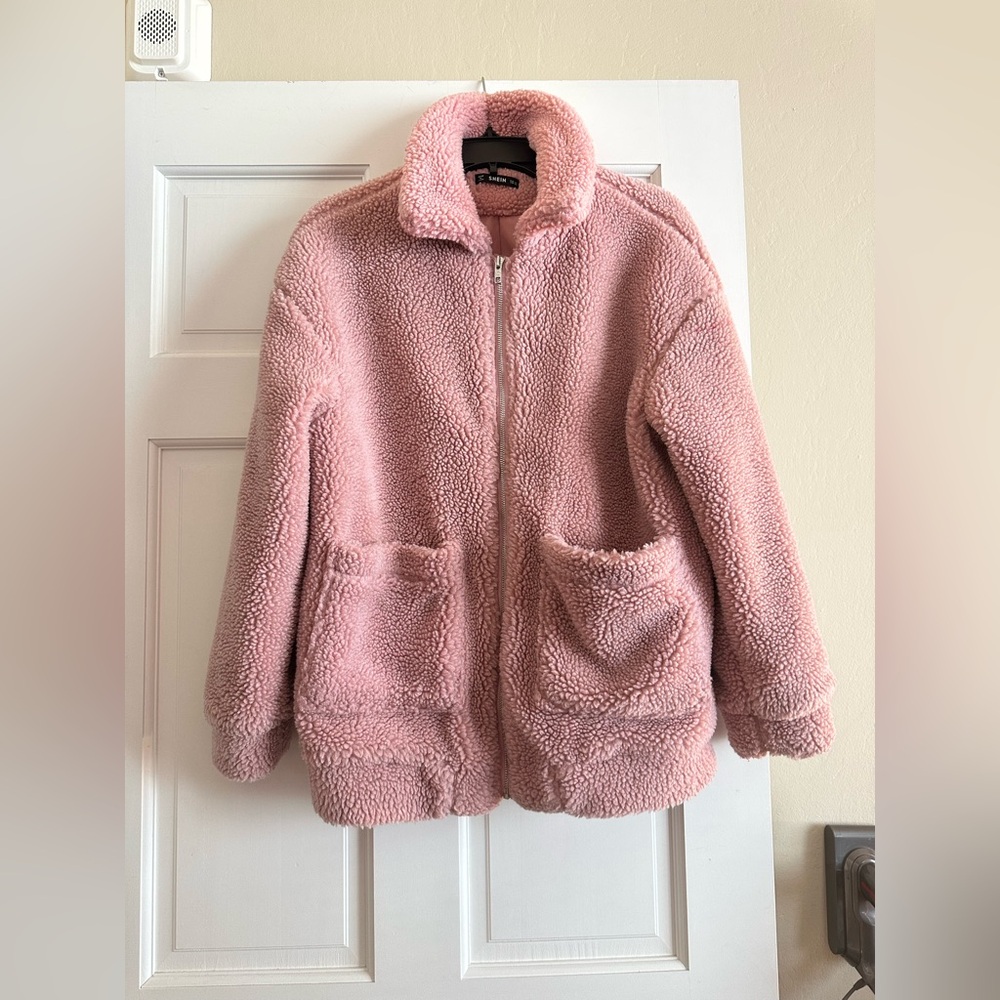 SHEIN pink teddy jacket